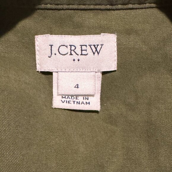 J.Crew Minimalist Olive Green Shirt Dress Size 4 Tencel Blend Short Sleeve - Picture 6 of 9